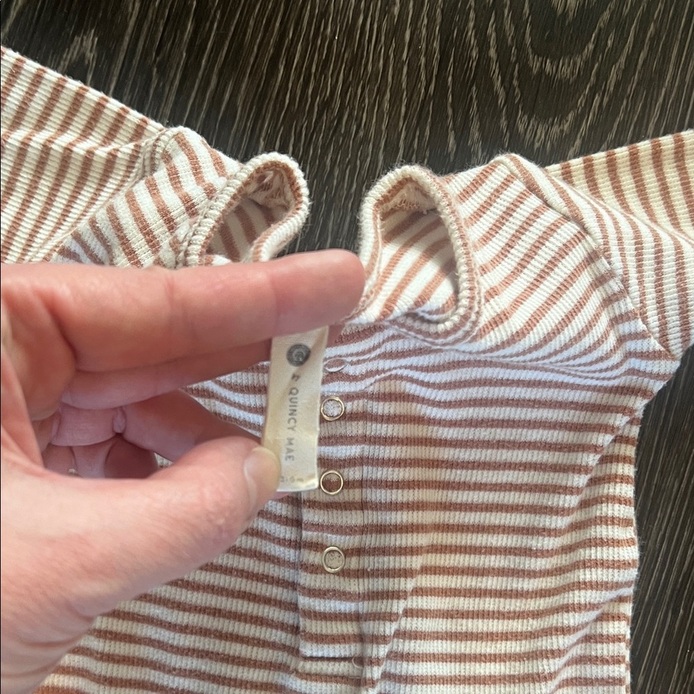 Quincy Mae Orange and White Striped One Piece 3-6 Months - Picture 2 of 2